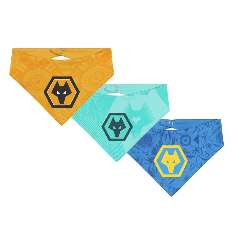 Wolverhampton Wanderers Store | Shop Official 2025-26 Kit Bandana Bibs – 3 Pack Wolves Gear